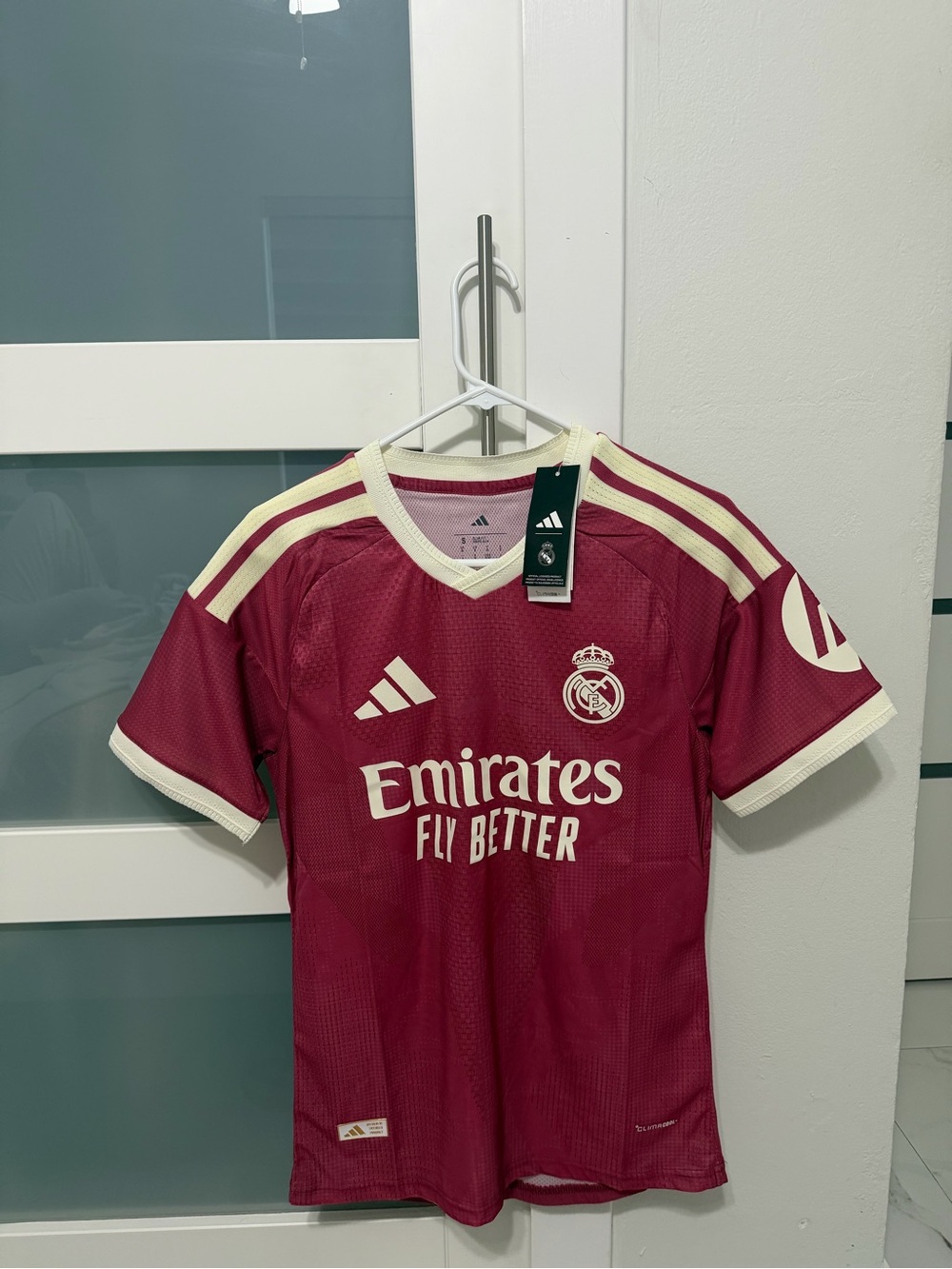 adidas Real Madrid Burgundy and Cream Soccer Jersey